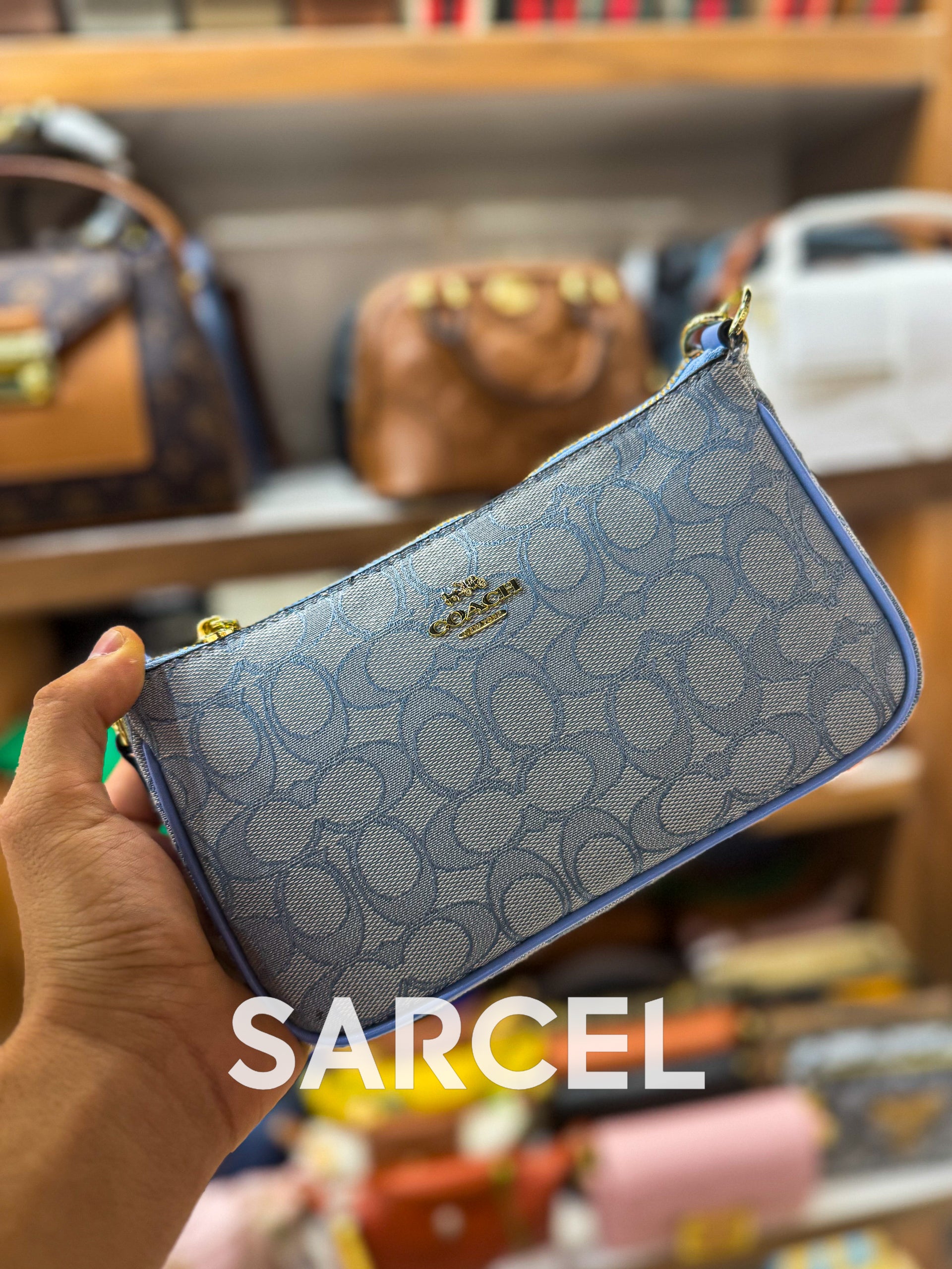 Sac Bandoulière Coach Bleu – Confectionné En Toile & Finitions Haute Qualité CH-1001