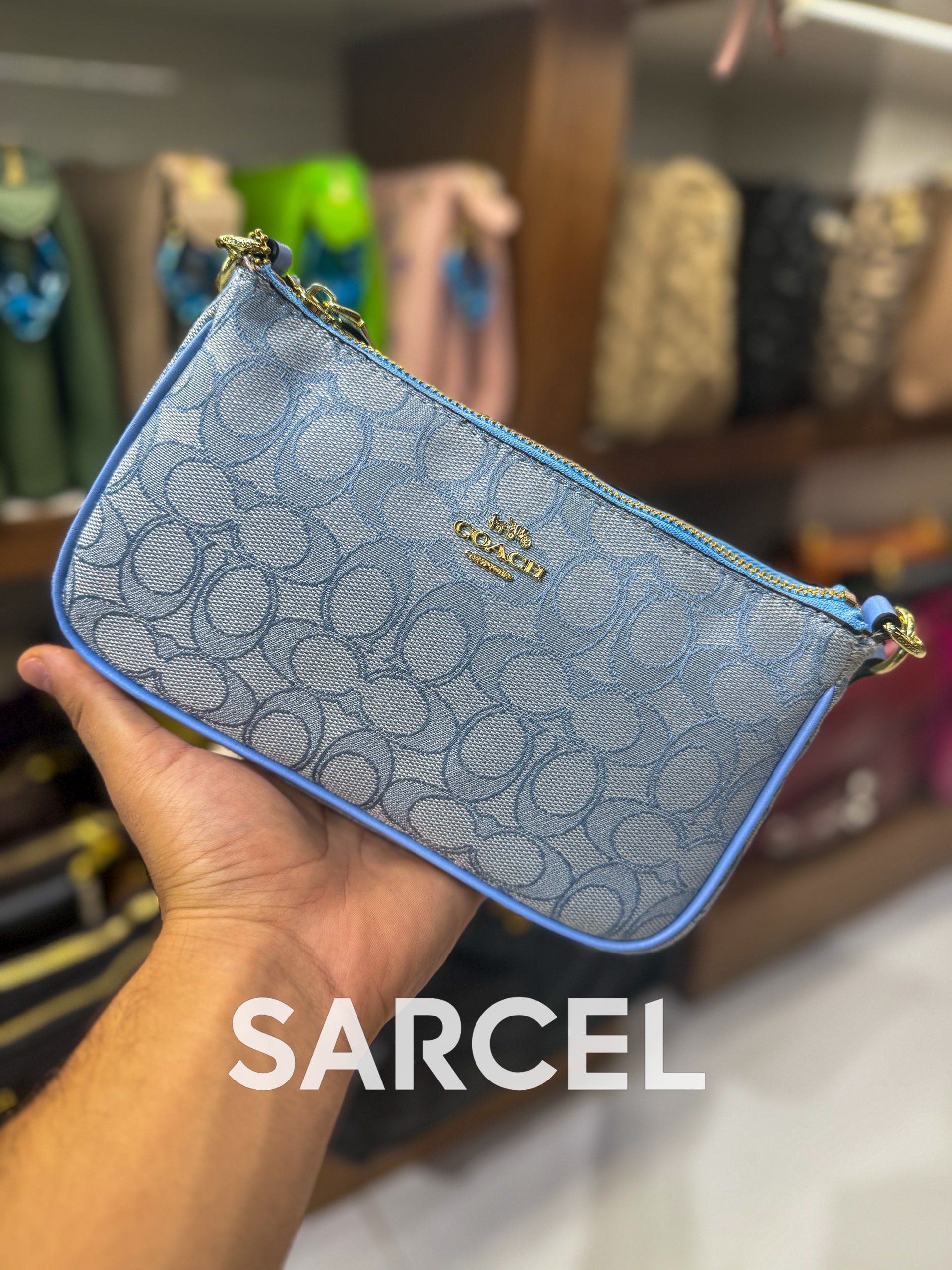 Sac Bandoulière Coach Bleu – Confectionné En Toile & Finitions Haute Qualité CH-1001