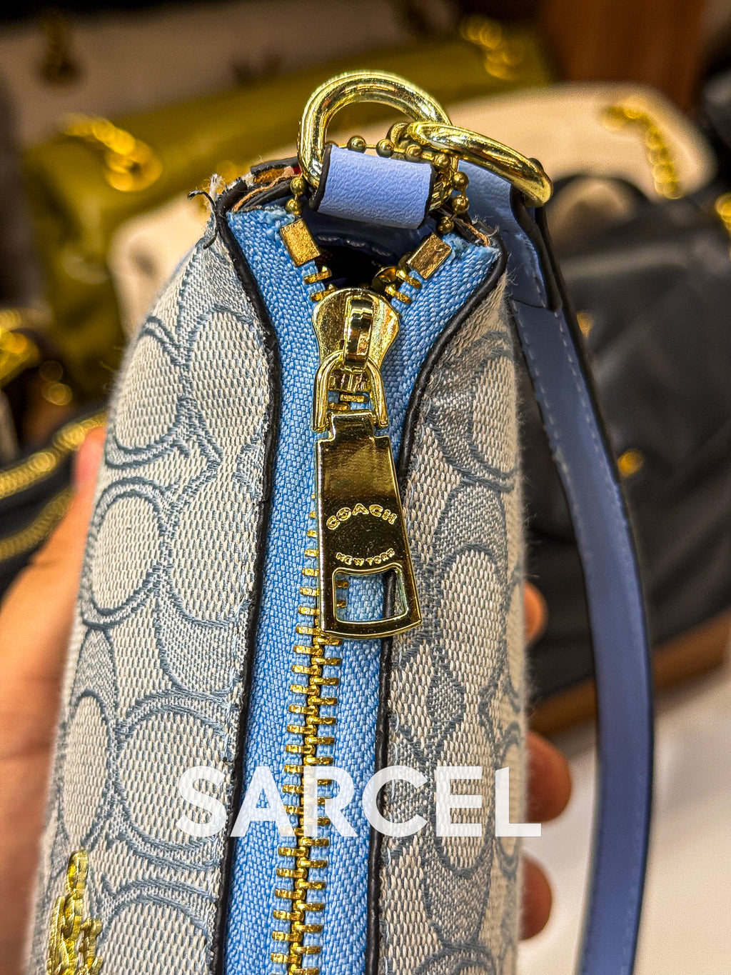 Sac Bandoulière Coach Bleu – Confectionné En Toile & Finitions Haute Qualité CH-1001