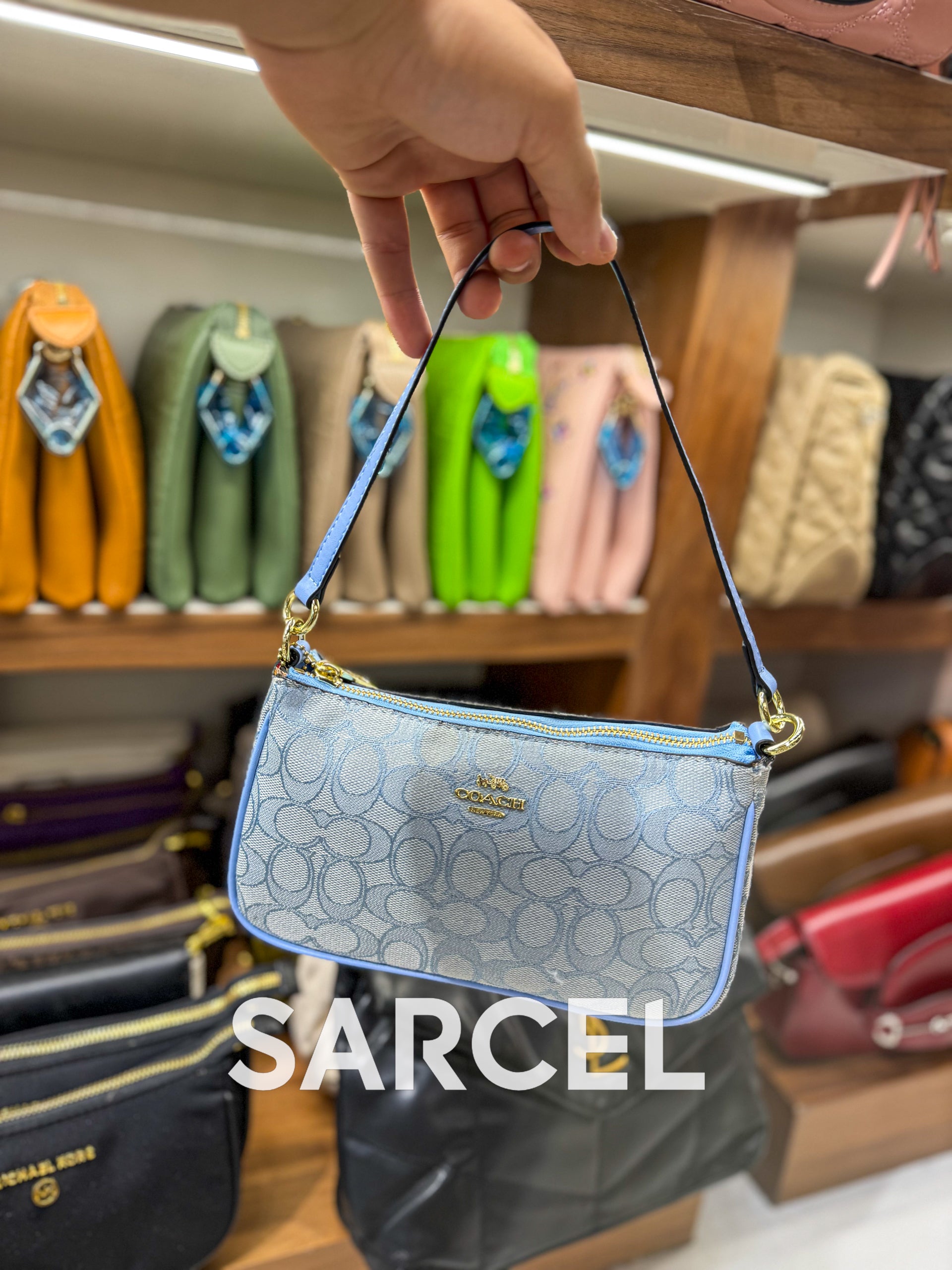 Sac Bandoulière Coach Bleu – Confectionné En Toile & Finitions Haute Qualité CH-1001