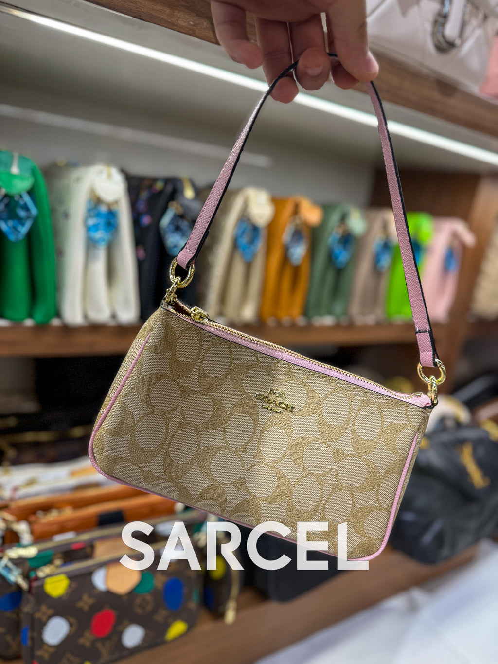 Sac Bandoulière Coach Rose taupe – Confectionné En Toile & Finitions Haute Qualité CH-1002