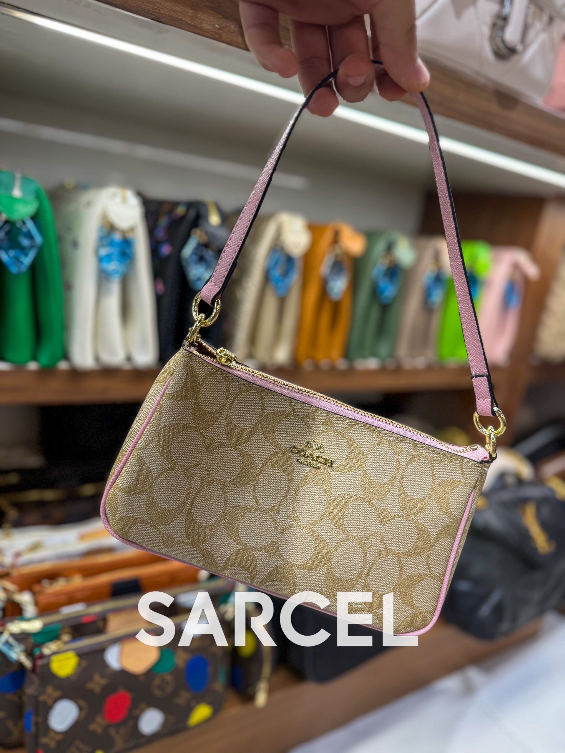 Sac Bandoulière Coach Rose taupe – Confectionné En Toile & Finitions Haute Qualité CH-1002