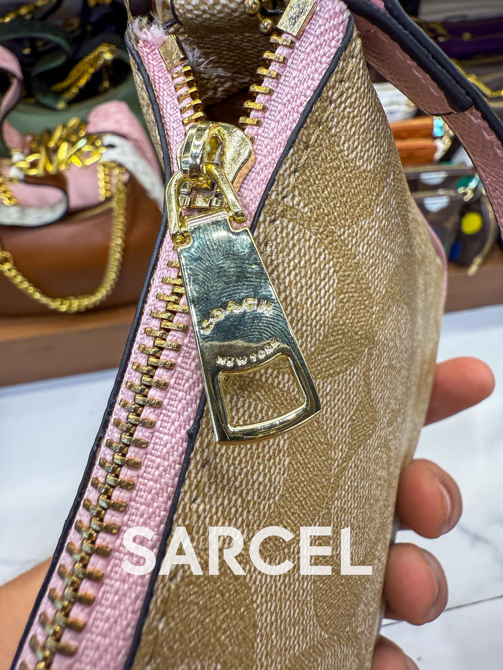 Sac Bandoulière Coach Rose taupe – Confectionné En Toile & Finitions Haute Qualité CH-1002