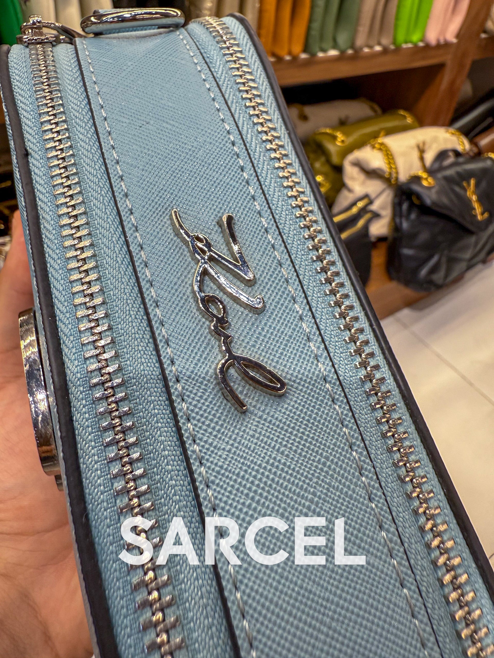 Sac Bandoulière Karl Bleu Pastel Froid – 100% Cuir Véritable & Finitions Haute Qualité KL-1004