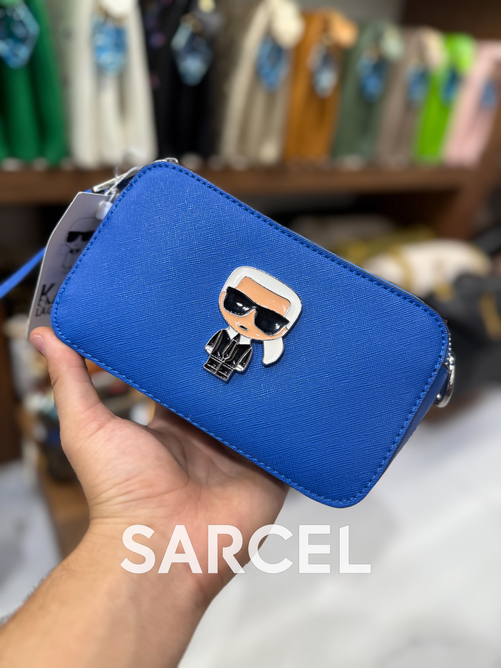 Sac Bandoulière Karl Bleu Royal – 100% Cuir Véritable & Finitions Haute Qualité KL-1005