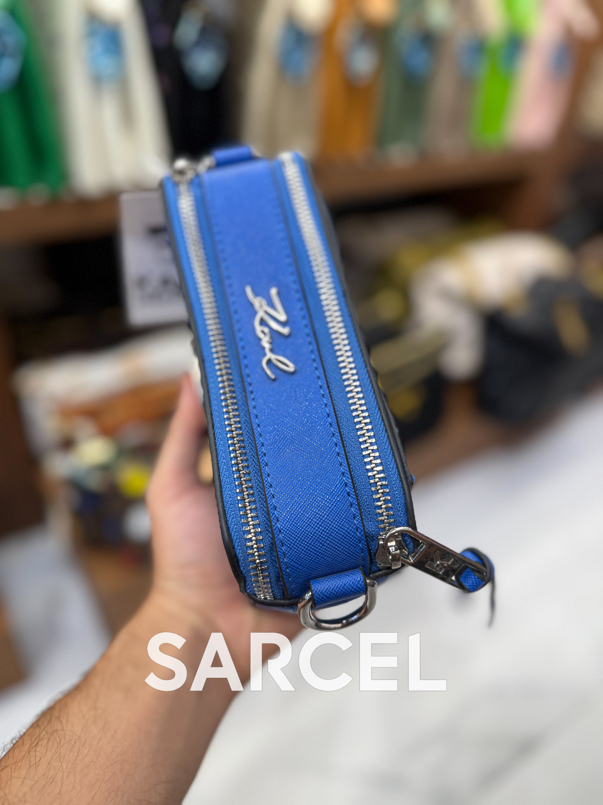 Sac Bandoulière Karl Bleu Royal – 100% Cuir Véritable & Finitions Haute Qualité KL-1005