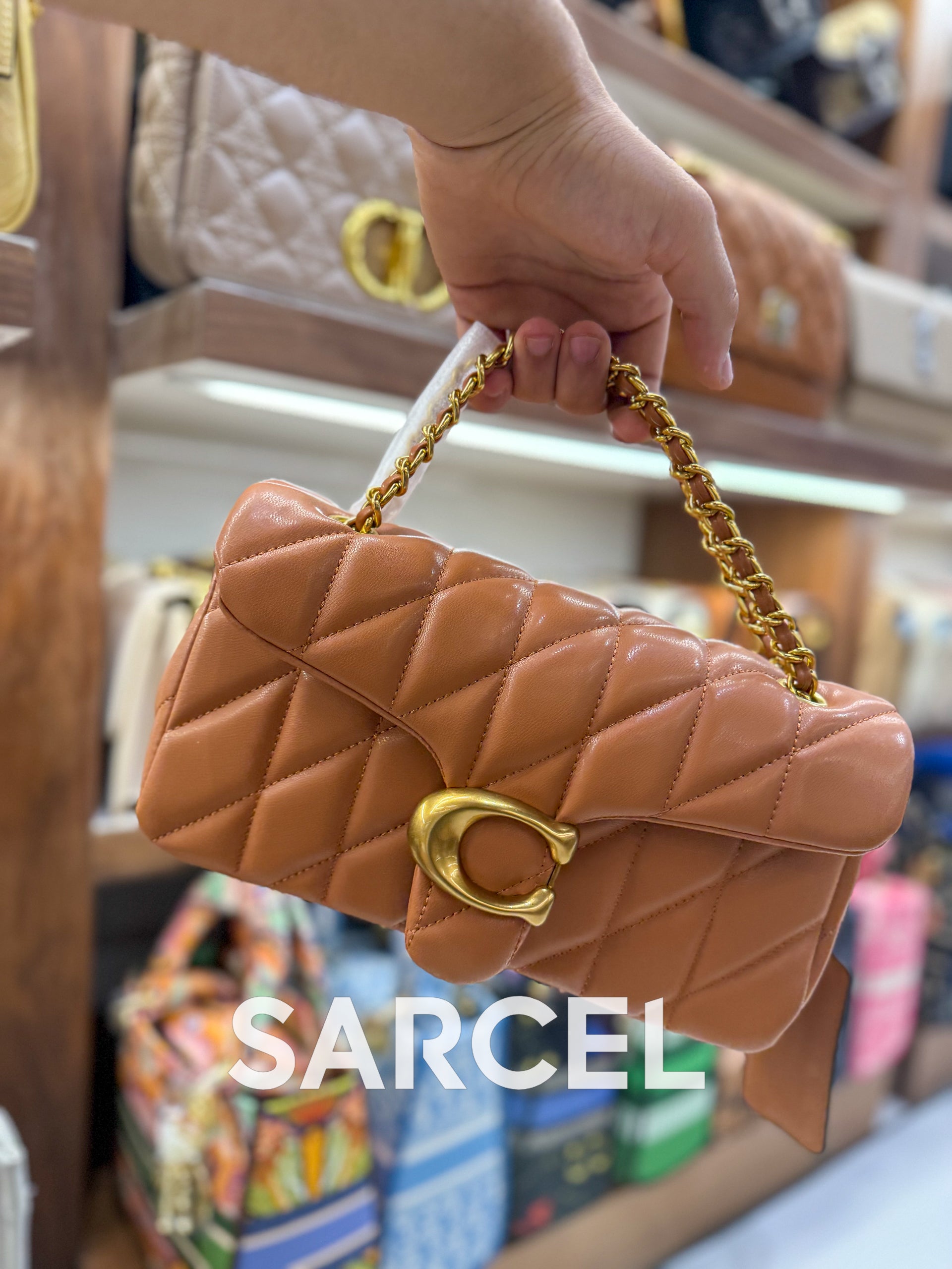Sac Bandoulière Coach Camel Foncé – 100% Cuir Véritable & Finitions Haute Qualité CH-1012
