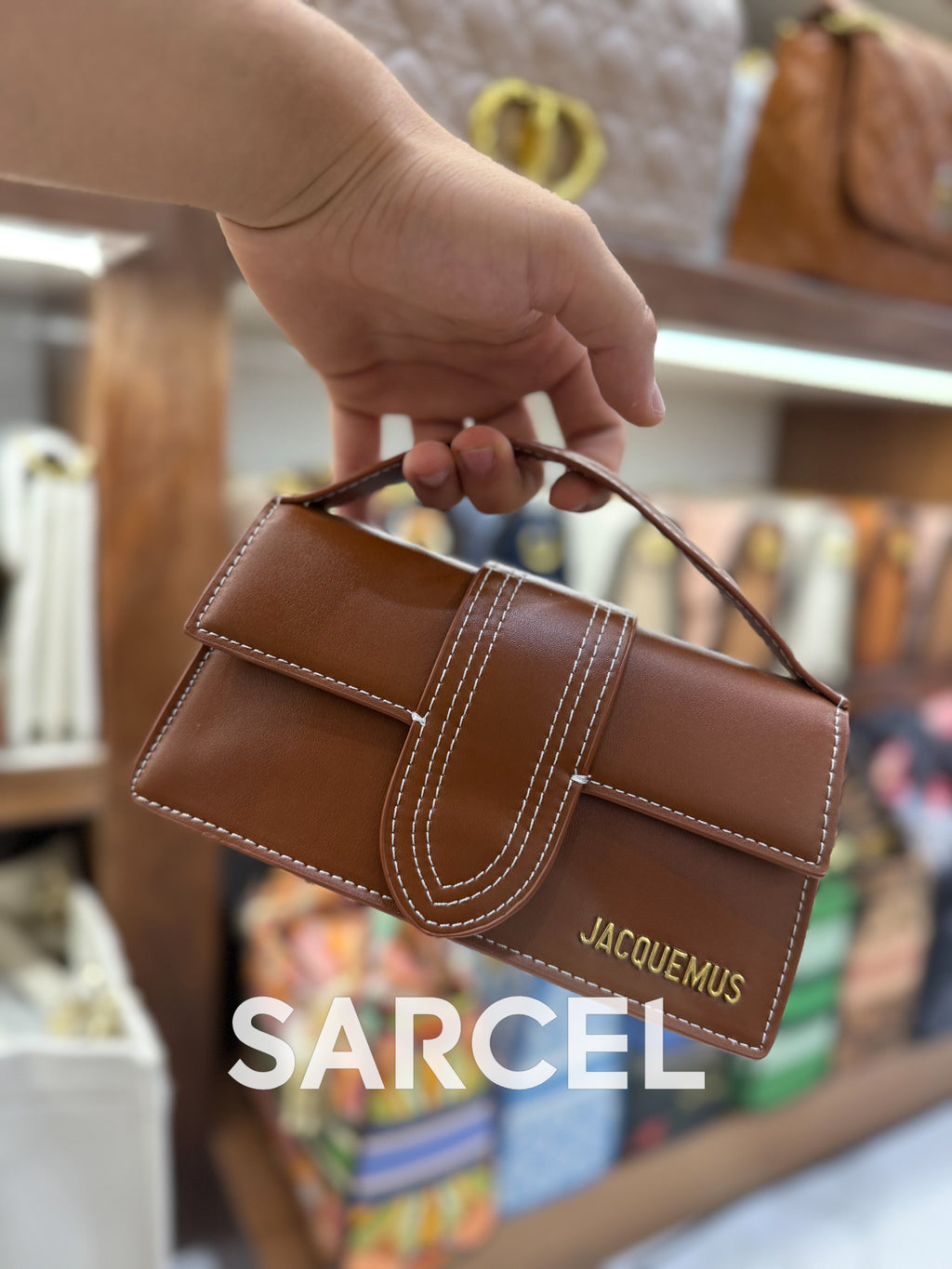 Sac Bandoulière Jaquemus Camel Foncé – 100% Cuir Véritable & Finitions Haute Qualité JQ-1017