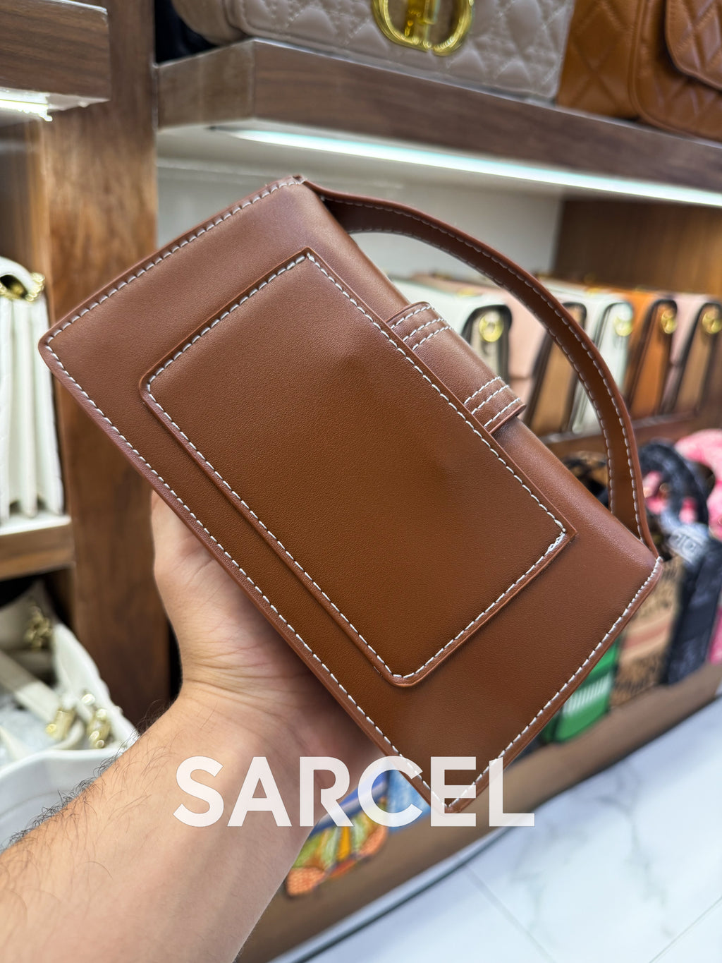 Sac Bandoulière Jaquemus Camel Foncé – 100% Cuir Véritable & Finitions Haute Qualité JQ-1017