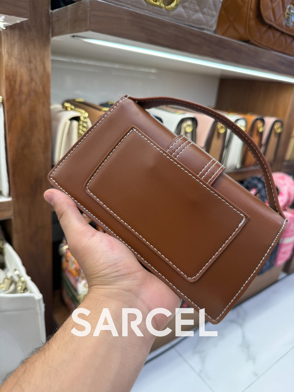 Sac Bandoulière Jaquemus Camel Foncé – 100% Cuir Véritable & Finitions Haute Qualité JQ-1017