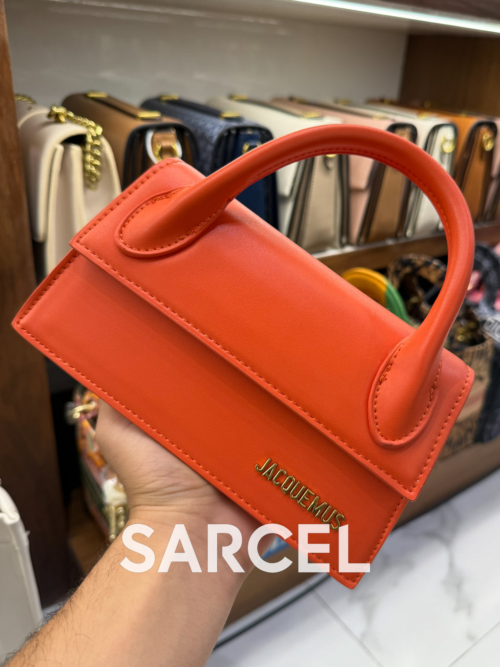 Sac Bandoulière Jaquemus Orange Mandarine – 100% Cuir Véritable & Finitions Haute Qualité JQ-1018