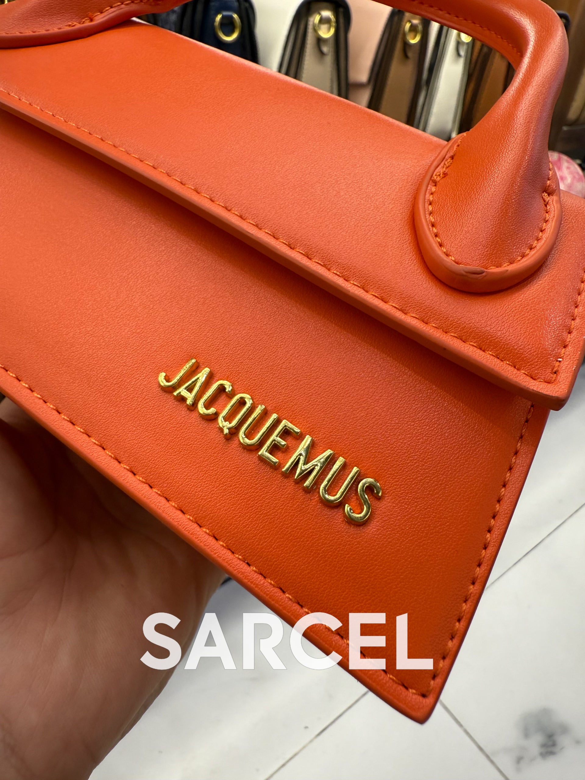 Sac Bandoulière Jaquemus Orange Mandarine – 100% Cuir Véritable & Finitions Haute Qualité JQ-1018