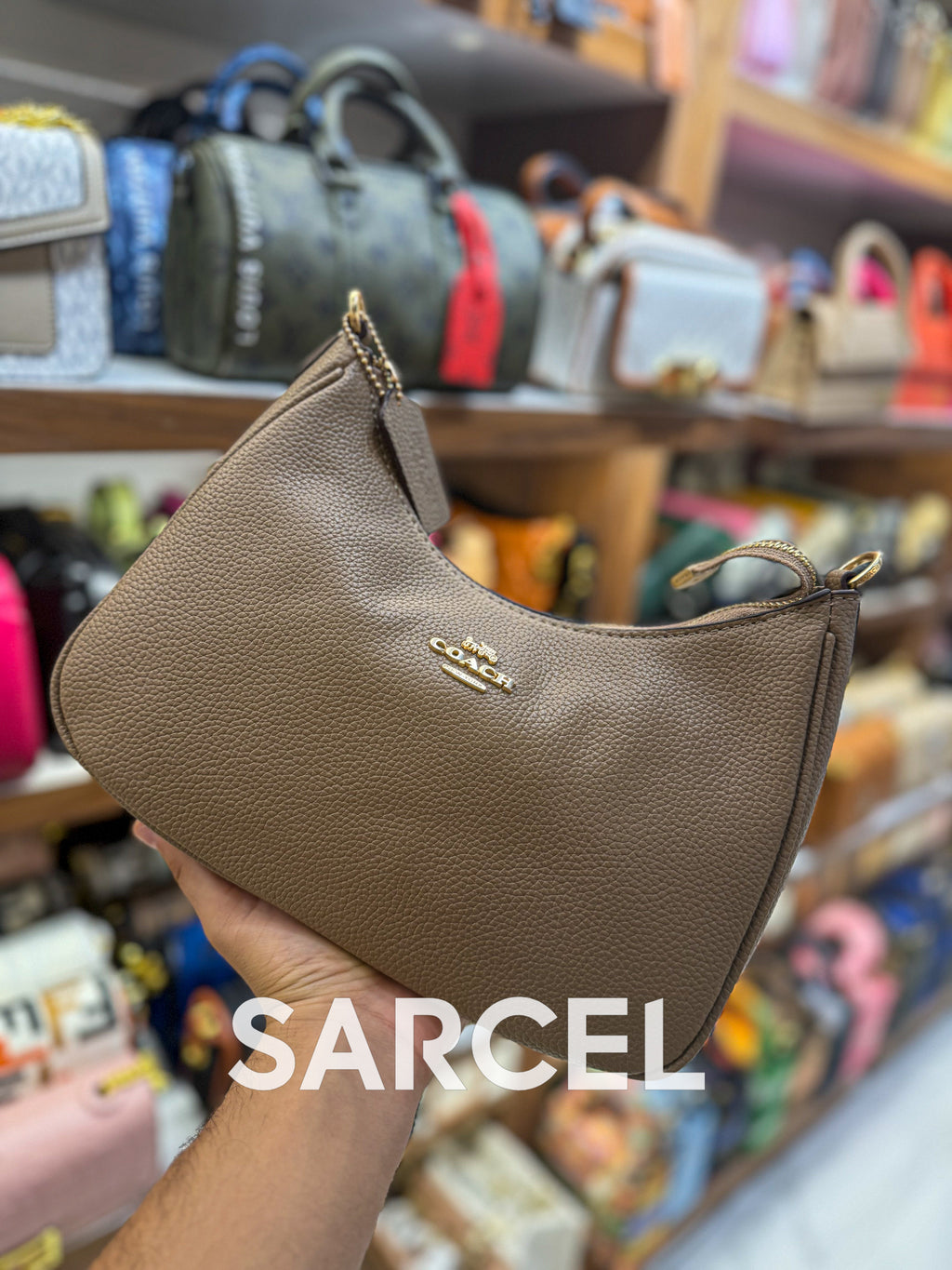Sac Bandoulière Coach Grège Foncé – 100% Cuir Véritable & Finitions Haute Qualité CH-1016